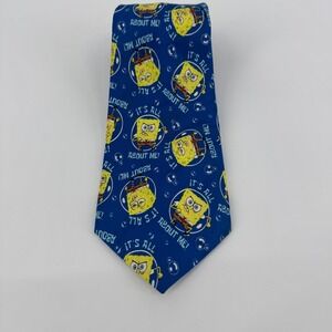 Vintage SpongeBob SquarePants Tie Adult Blue Nickelodeon Character Necktie
